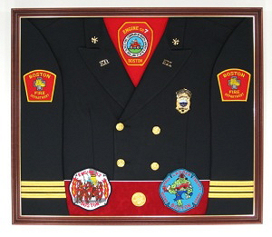 Fire Department Display Case Shadow Box Uniform